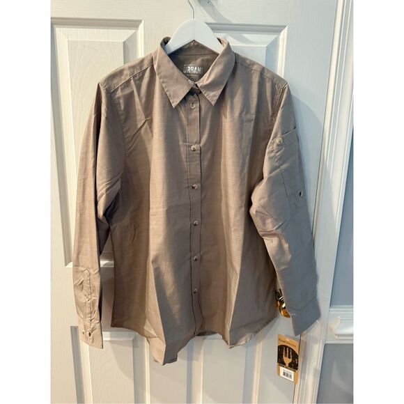 Chef Works Khaki Long Roll Tab Sleeve Shoulder Pocket Button Down Shirt sz XL NW - Picture 1 of 8